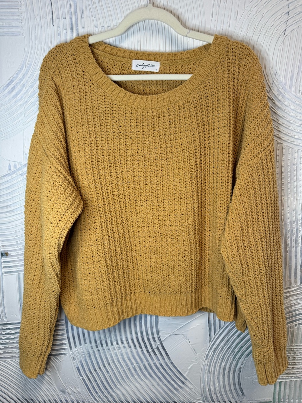 Carly Jean Los Angeles Chunky Mustard Crewneck Sweater N0831